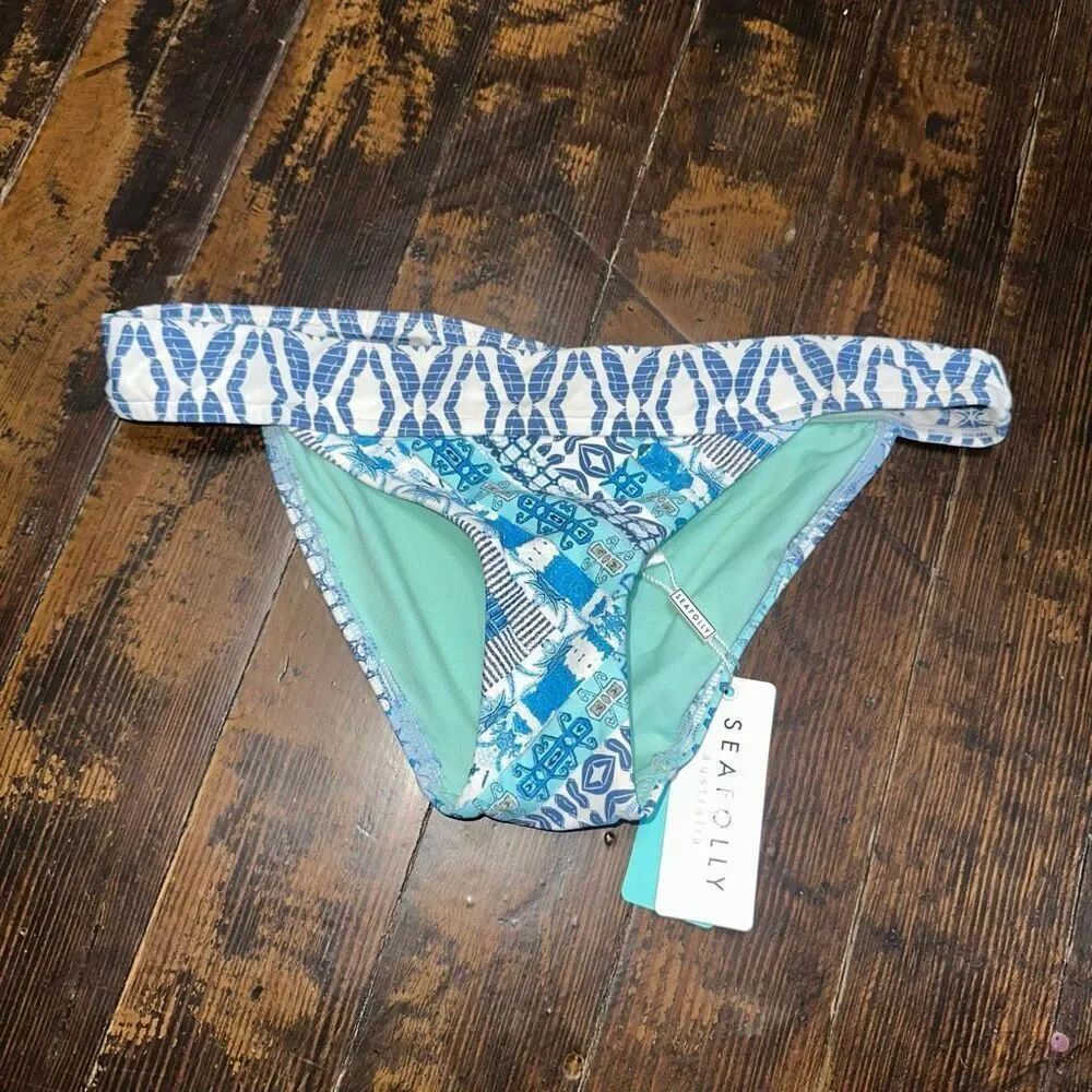 Seafolly Australiaâblue bazaar hipster bikini bottoms size 4